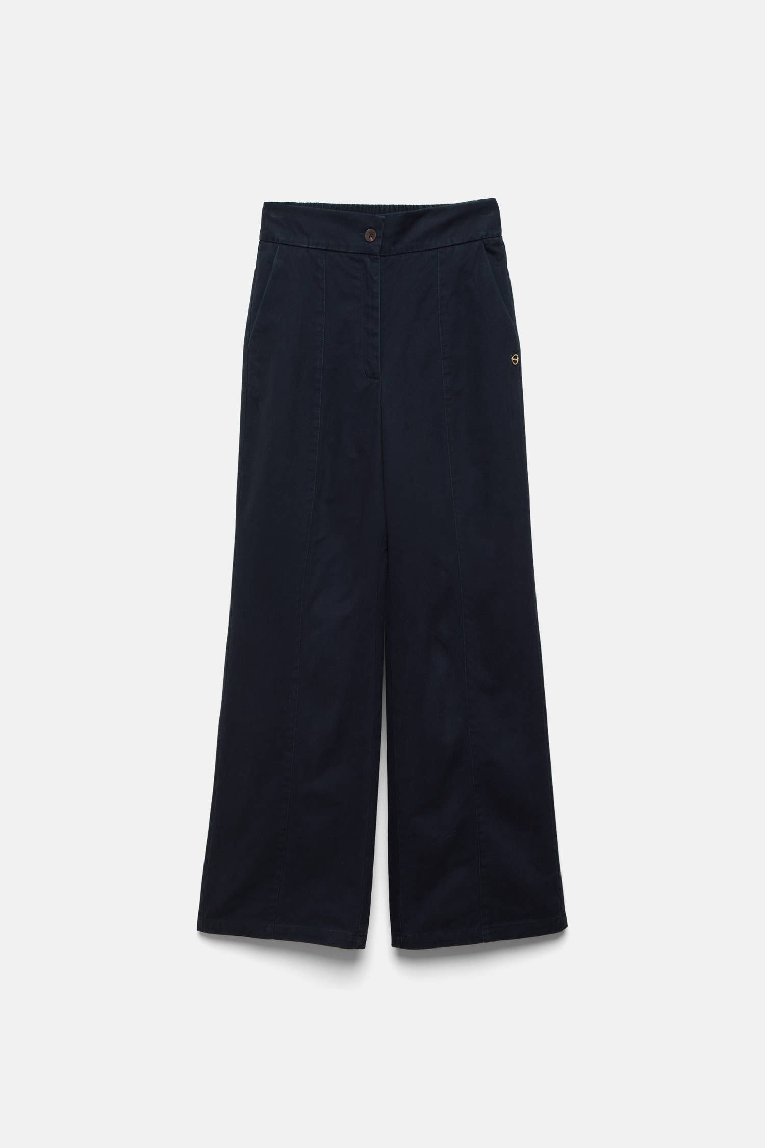 Pantaloni ampi in cotone a vita alta