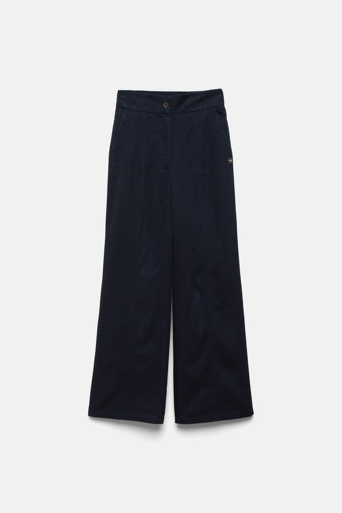 Pantaloni ampi in cotone a vita alta