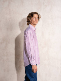 Camicia uomo a righe in cotone con colletto button-down
