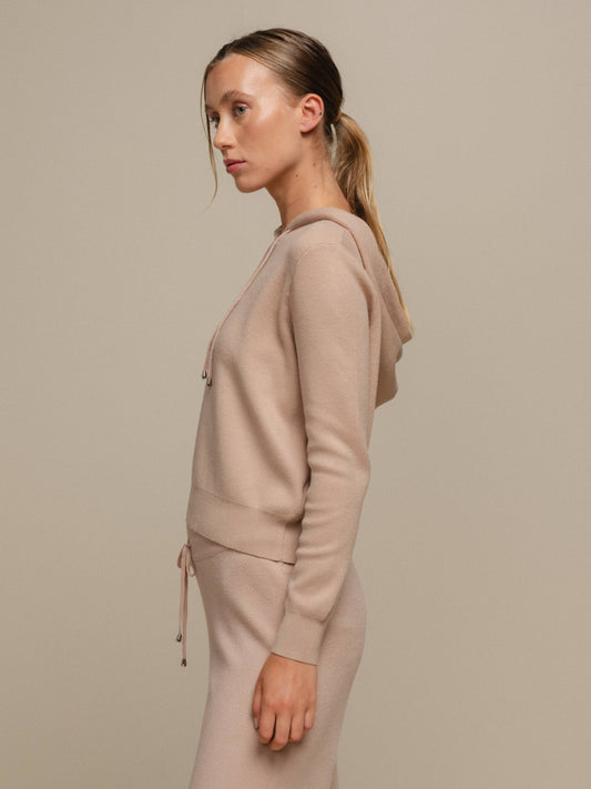 Felpa in maglia con cappuccio da donna