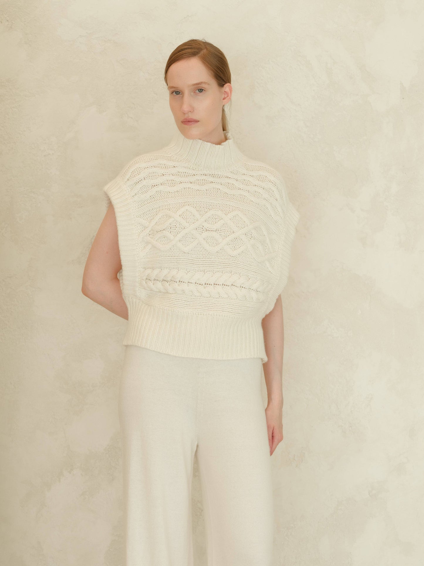 Tunica maxi a trecce in misto cashmere