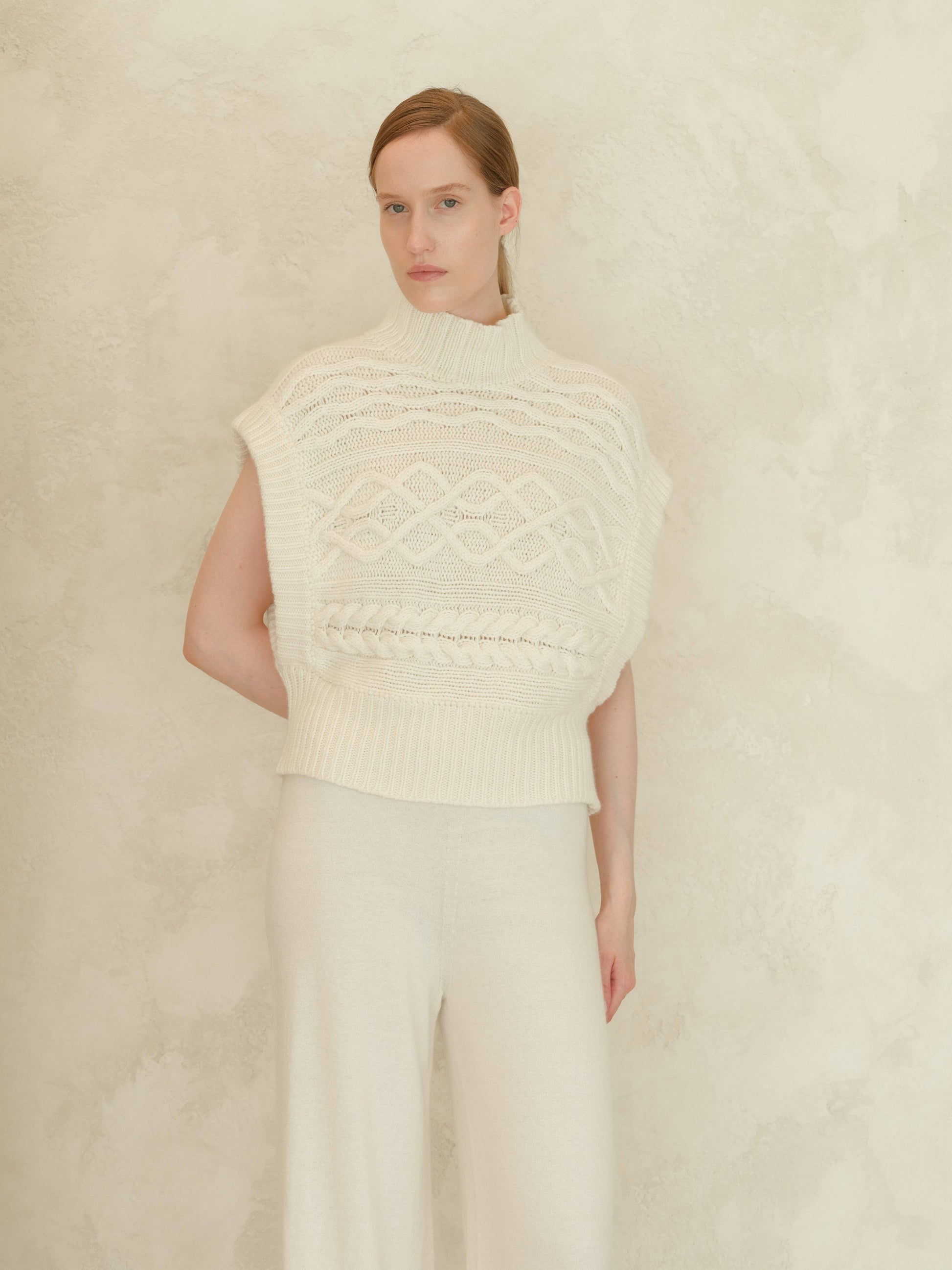 Tunica maxi a trecce in misto cashmere
