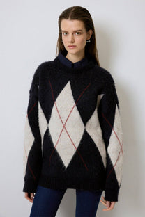 Maglione in maglia argyle oversize