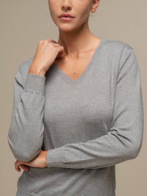Maglione in maglia con scollo a V da donna in misto viscosa