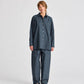 Camicia lunga in popeline con maniche raglan blu denim