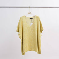 Maglione corto in maglia metallizzata con maniche corte