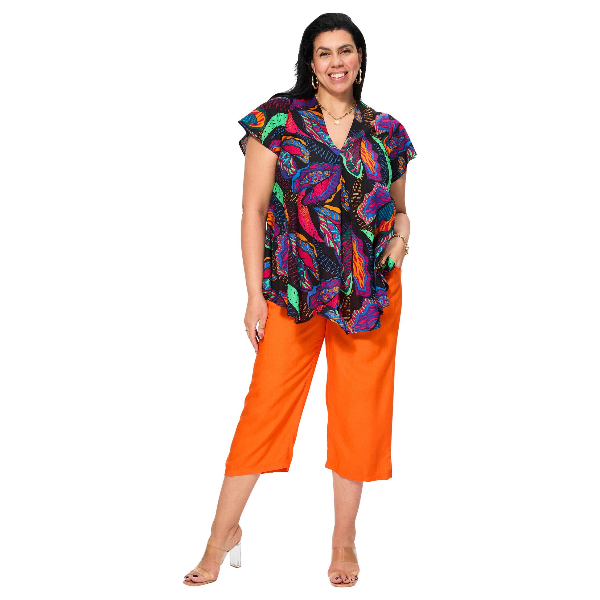 Camicetta estiva boho a maniche corte in voile di cotone