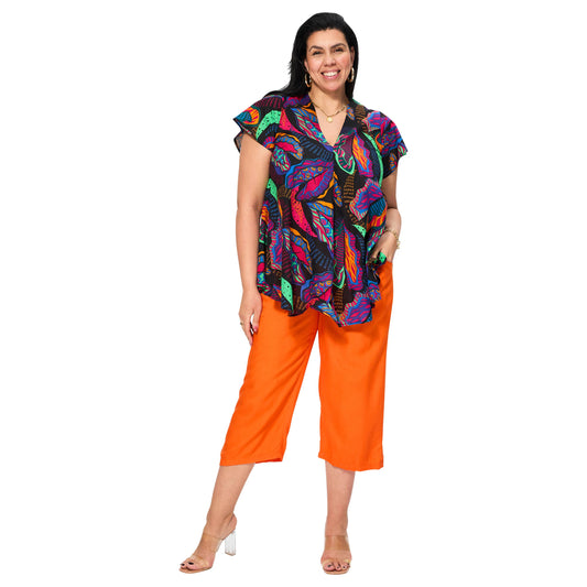 Camicetta estiva boho a maniche corte in voile di cotone