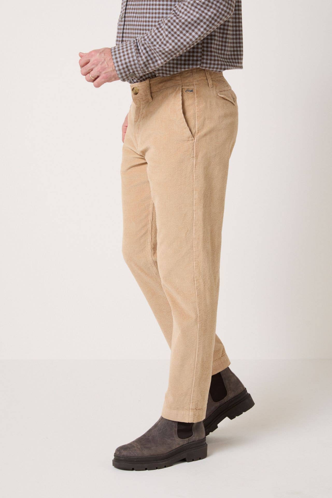 Pantaloni Palermo in flanella di cotone color grano
