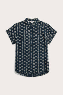 Camicia Bea a maniche corte con fantasia blu notte