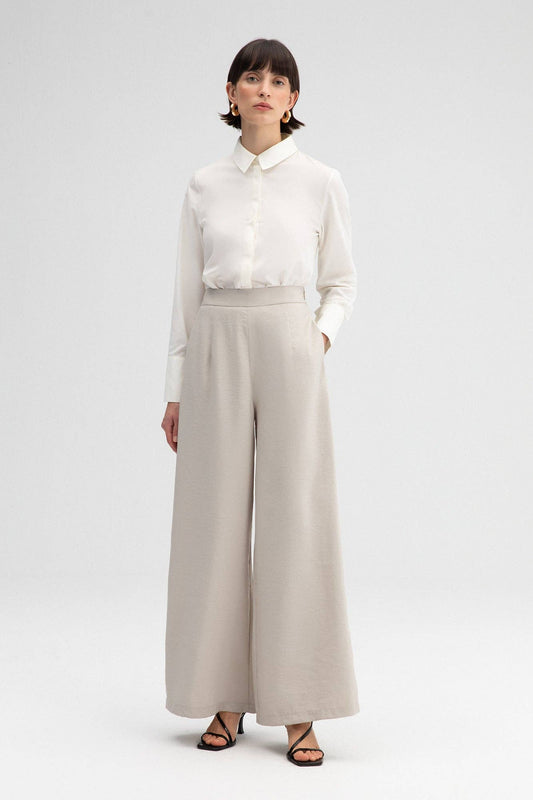 Pantaloni a vita alta in cupro