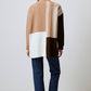 Tunica in maglia color block con collo alto