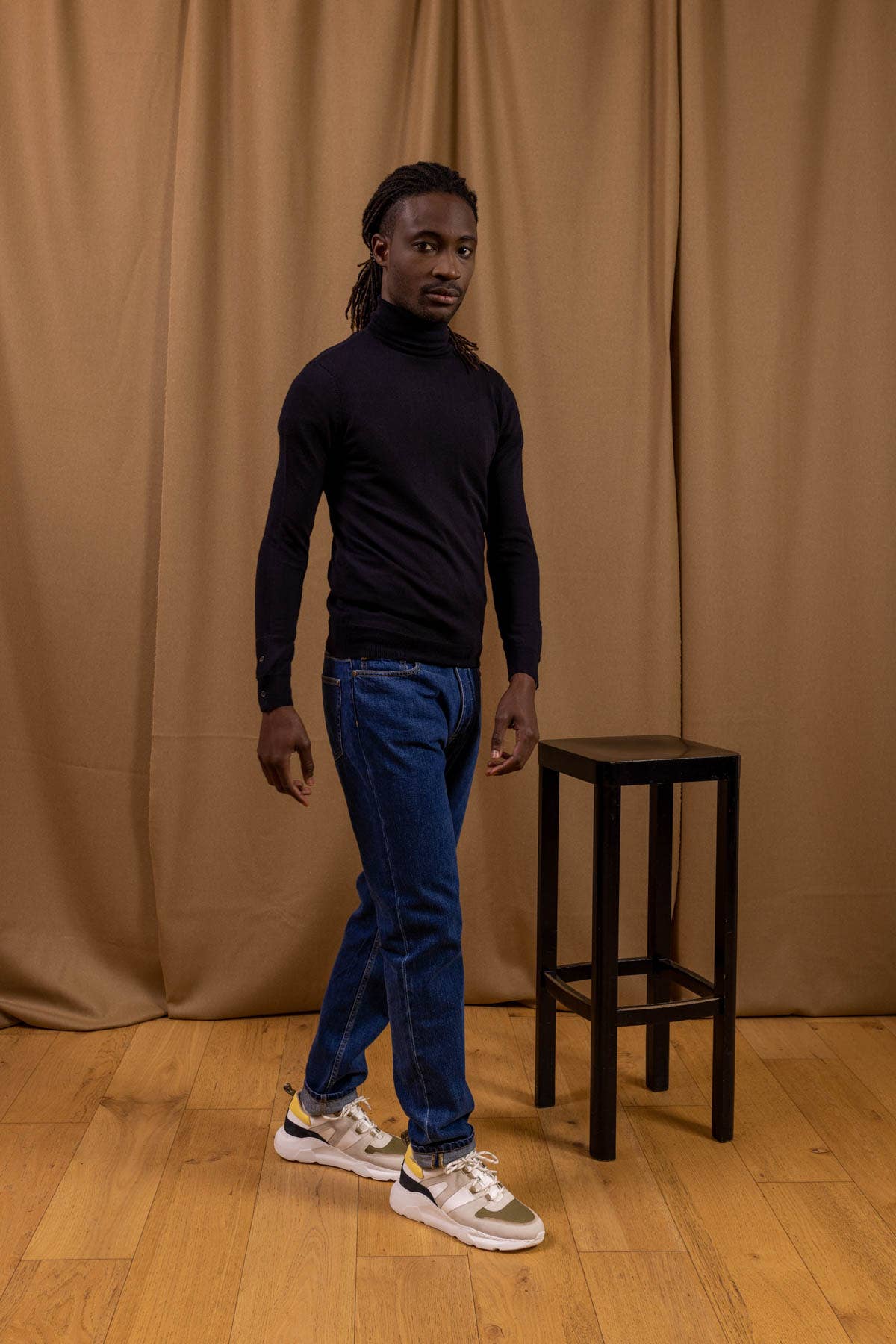 Maglione dolcevita in lana merino extrafine Navy Radieux