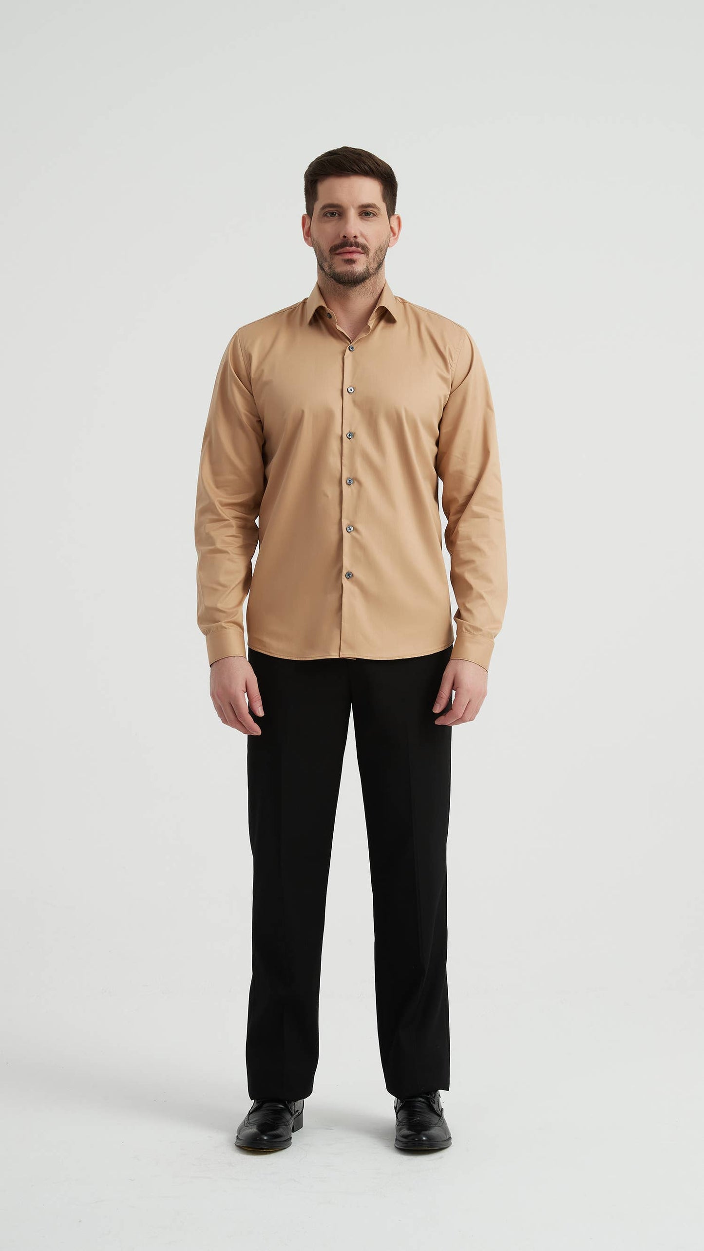 Camicia aderente in lyocell color oro