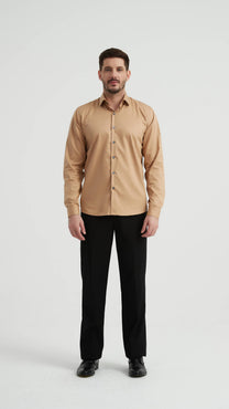 Camicia aderente in lyocell color oro