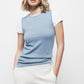 Top in maglia rasata con girocollo