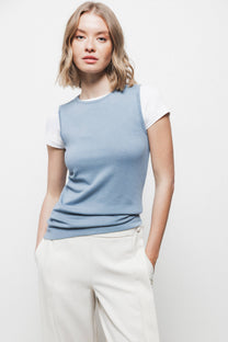Top in maglia rasata con girocollo