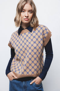 Gilet in maglia jacquard con motivo geometrico