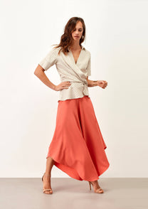 Pantaloni culotte midi a gamba ampia