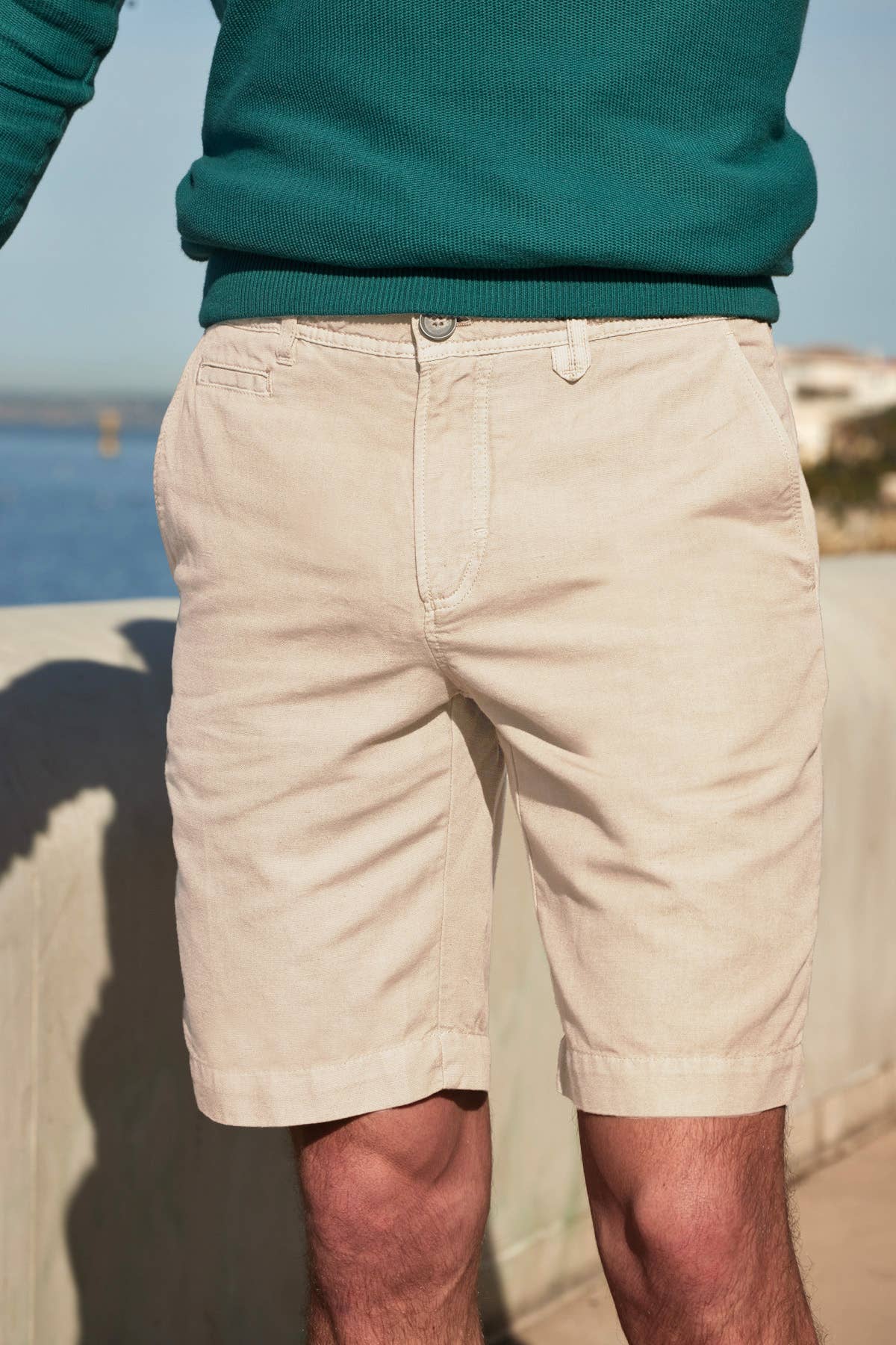 Bermuda da spiaggia Milk in lino e cotone