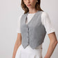 Set blazer e gilet gessato grigio