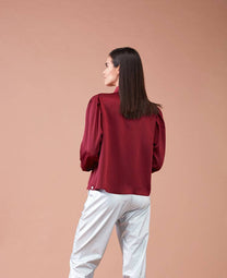 Pantaloni in ecopelle relaxed fit argento
