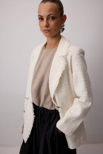 Giacca in tweed con frange