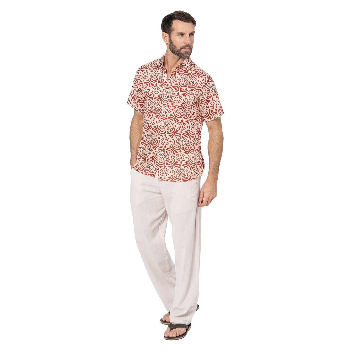 Camicia estiva a maniche corte in voile di cotone