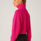 Maglione dolcevita caldo fucsia da donna