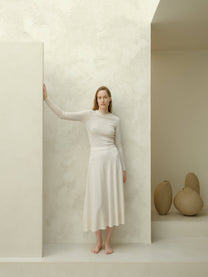 Maglione girocollo a costine in lana merino extra fine 3D