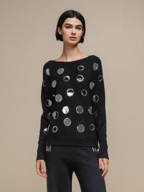 Maglione donna con paillettes a pois