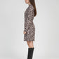 Abito corto Maluka con stampa animalier beige