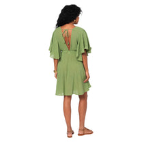 Vestito estivo boho in cotone con scollo a V e maniche a campana