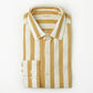 Camicia in lino a righe color ocra Maggia
