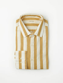 Camicia in lino a righe color ocra Maggia
