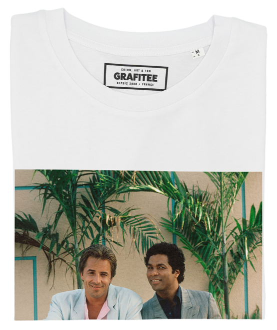T-shirt fotografica “Two Cops in Miami” in cotone biologico