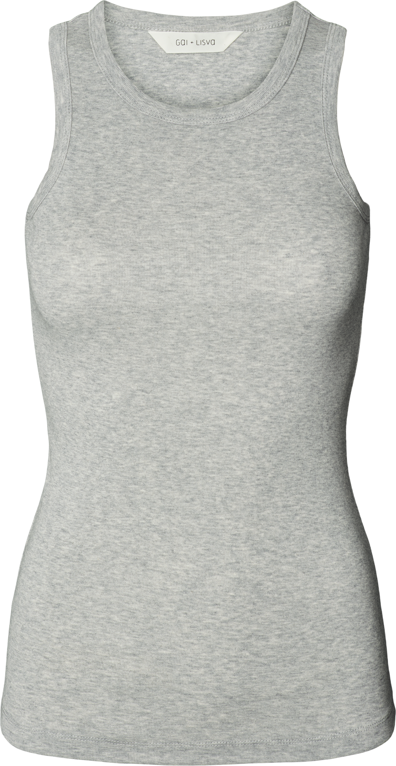 Top a coste Alberte in cotone biologico grigio chiaro melange
