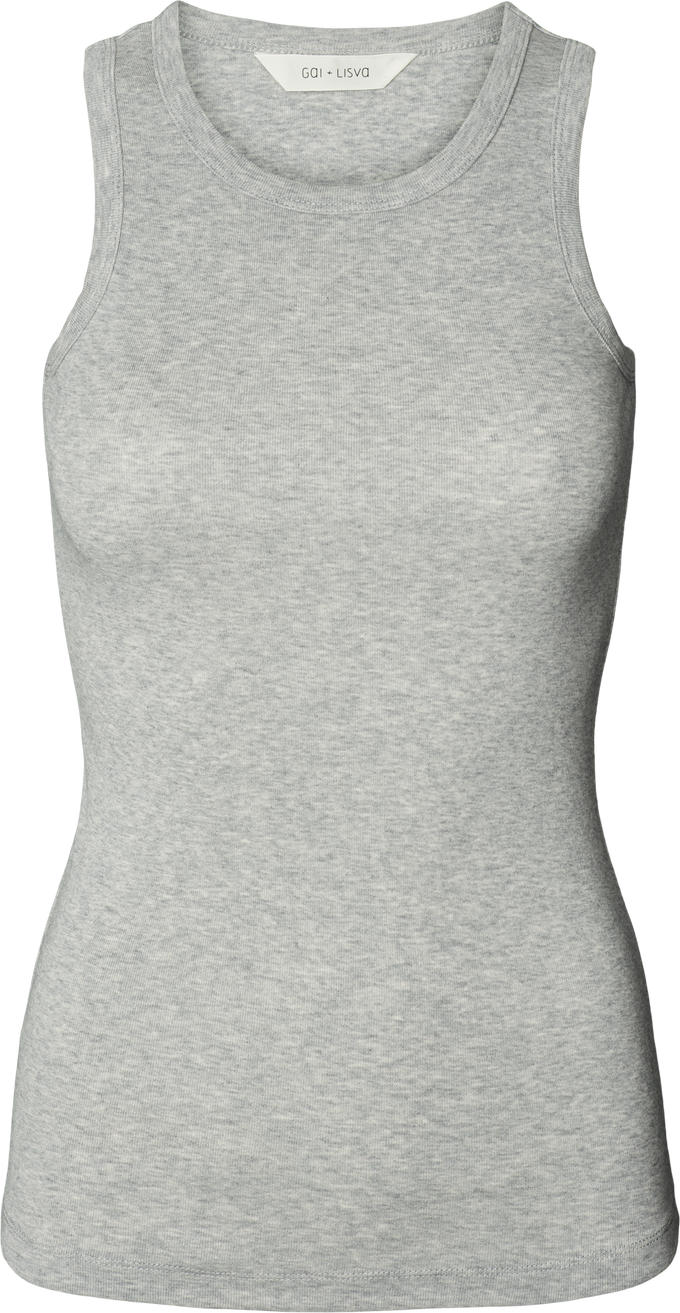 Top a coste Alberte in cotone biologico grigio chiaro melange
