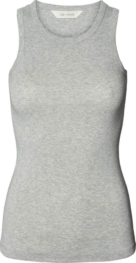 Top a coste Alberte in cotone biologico grigio chiaro melange