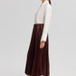 Gonna plissettata maxi a vita alta bordeaux