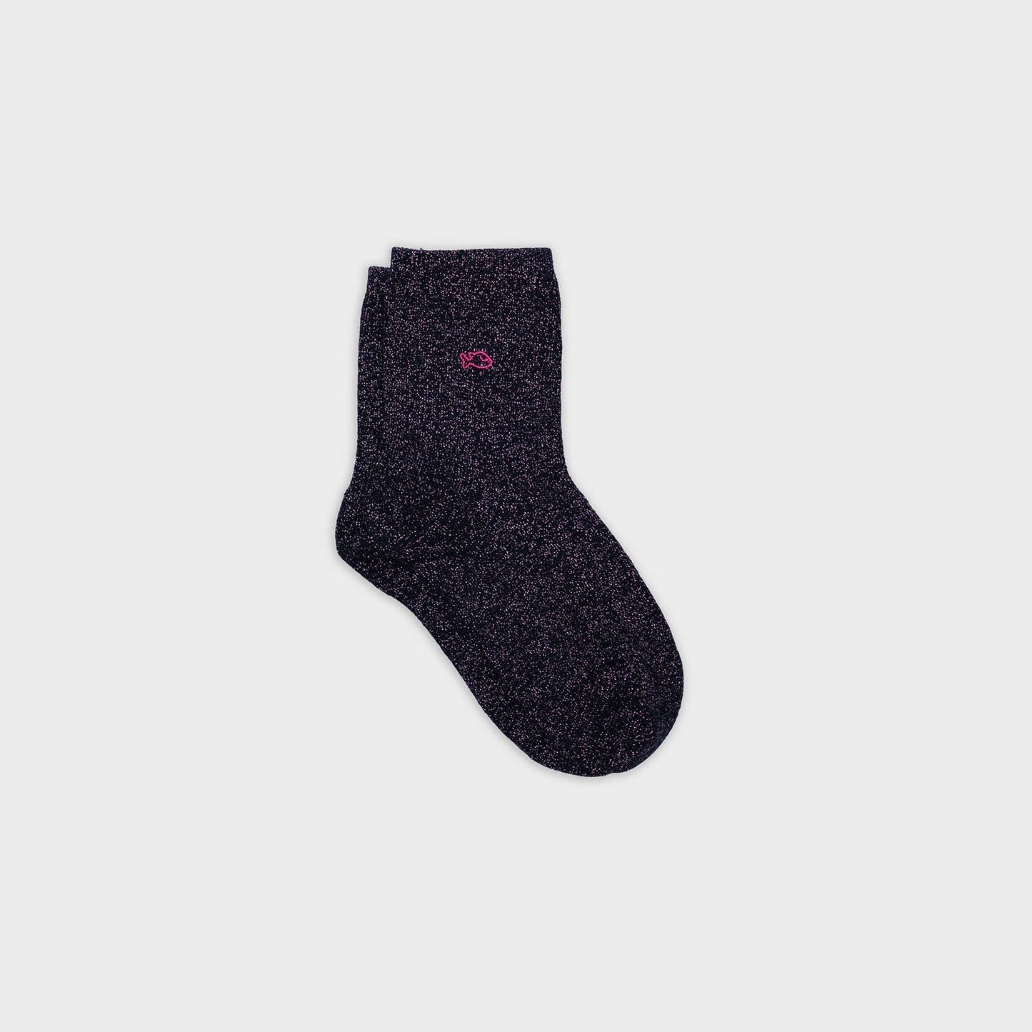Calzini glitterati blu navy alla caviglia