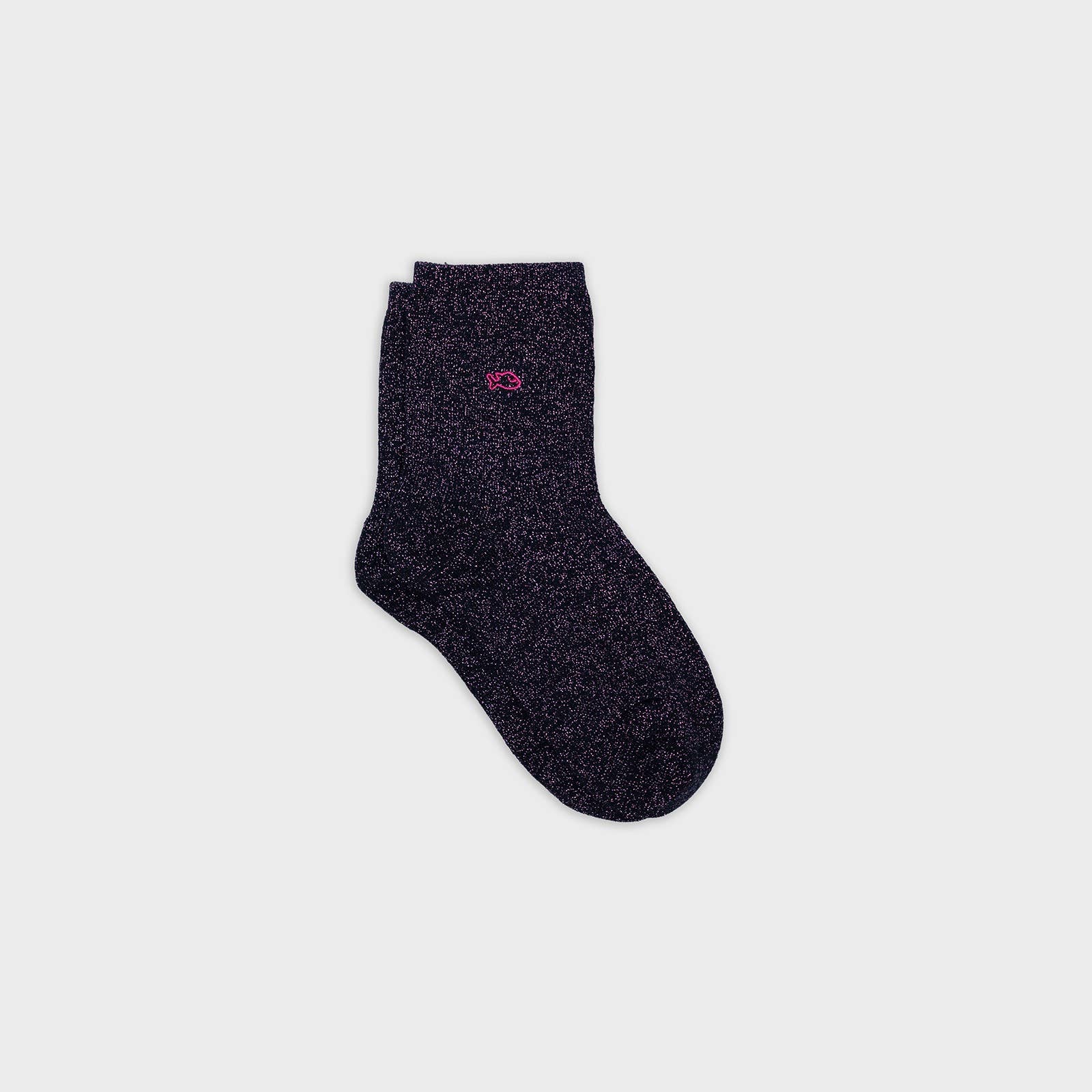 Calzini glitterati blu navy alla caviglia