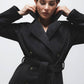 Cappotto doppiopetto con cintura
