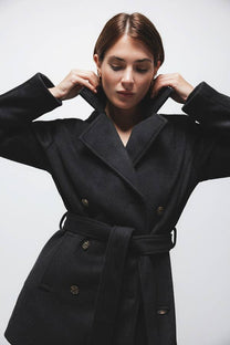 Cappotto doppiopetto con cintura