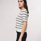 Cardigan a righe in maglia con bottoni dorati
