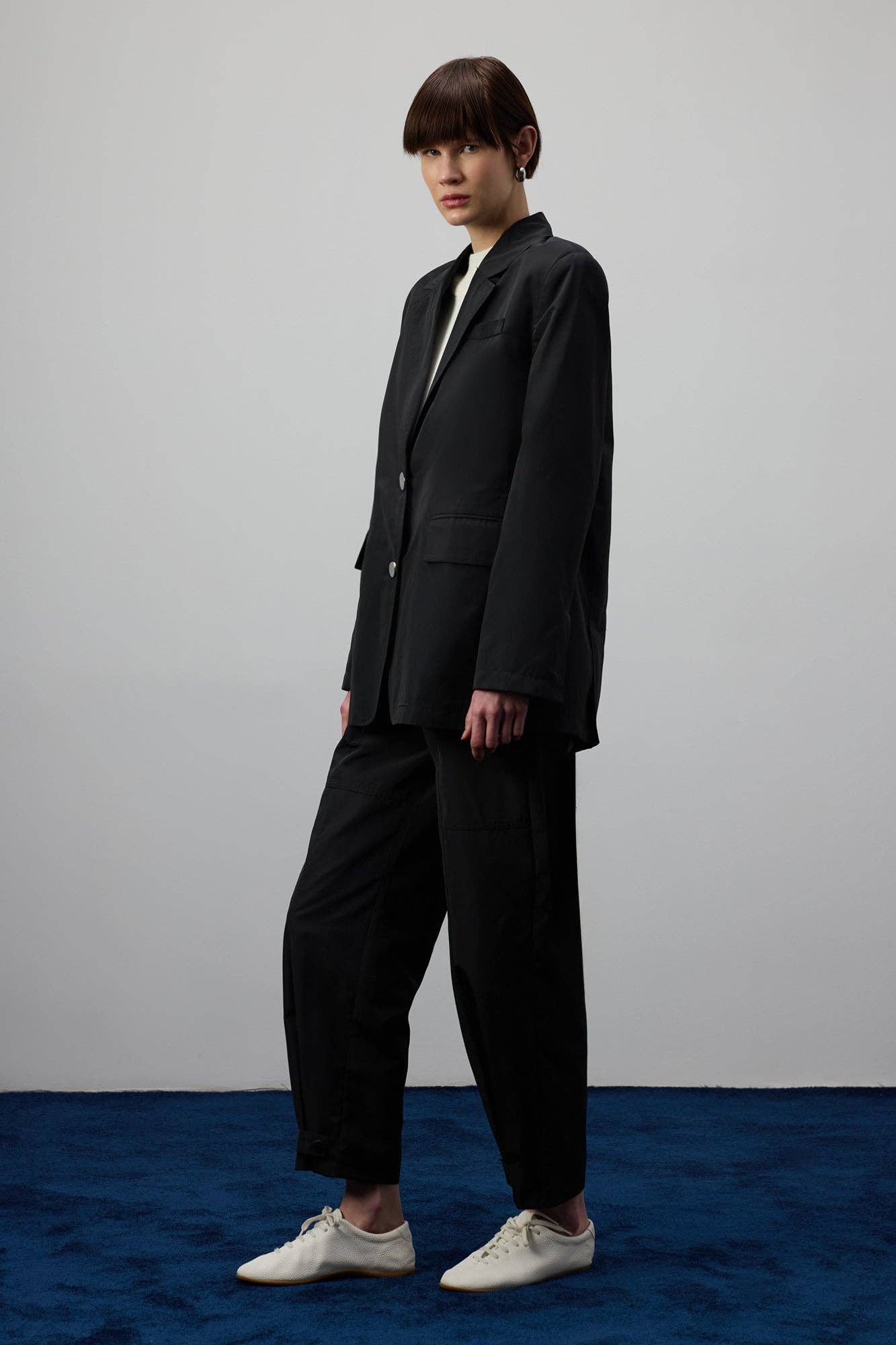 Blazer oversize in tessuto paracadute nero