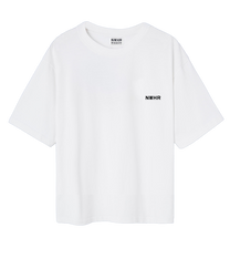 T-shirt cropped bianca oversize in cotone biologico