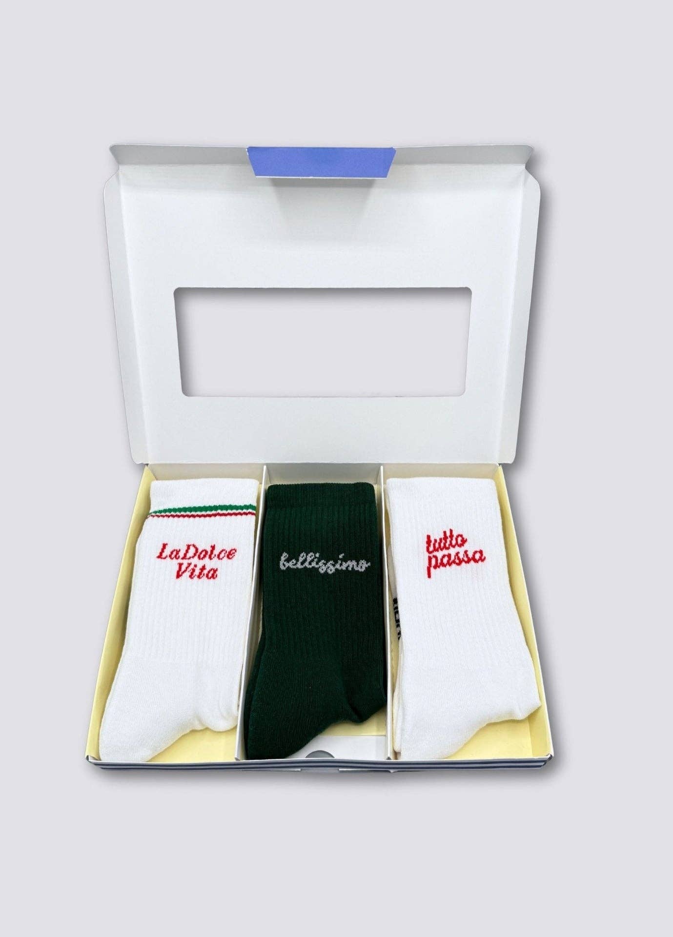Set regalo 3 paia di calzini in cotone biologico con scritte