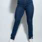 Jeans bootcut elasticizzati blu navy da donna
