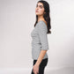 Maglione a righe aderente in cotone a costine